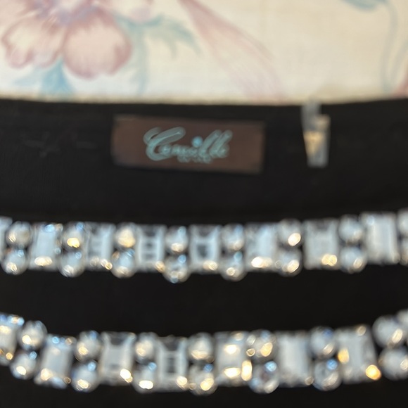Camille la Vie party top sleeveless rhinestones Embellished Black Sz M - Picture 3 of 3